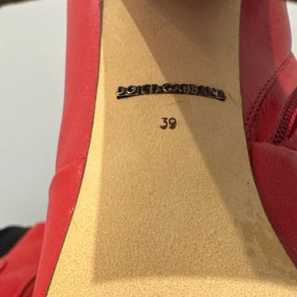 Dolce & Gabbana Red Leather Ankle Boots size 39 - Picture 3 of 5